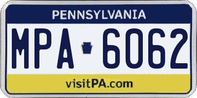PA license plate MPA6062
