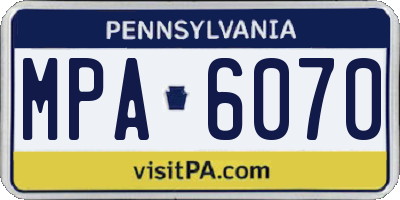 PA license plate MPA6070