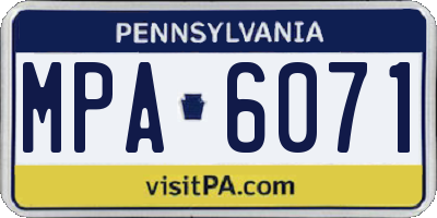 PA license plate MPA6071