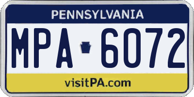 PA license plate MPA6072