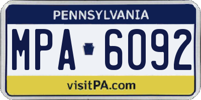 PA license plate MPA6092