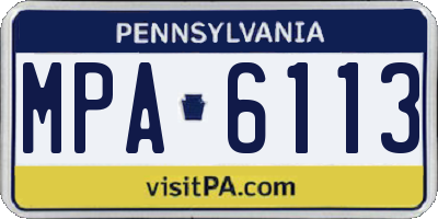 PA license plate MPA6113