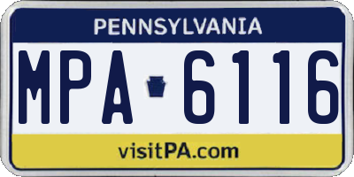 PA license plate MPA6116