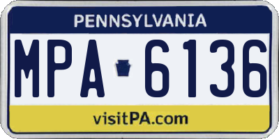 PA license plate MPA6136