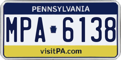 PA license plate MPA6138