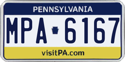 PA license plate MPA6167