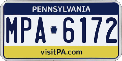 PA license plate MPA6172