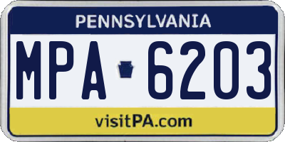PA license plate MPA6203