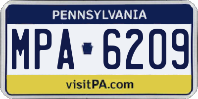 PA license plate MPA6209