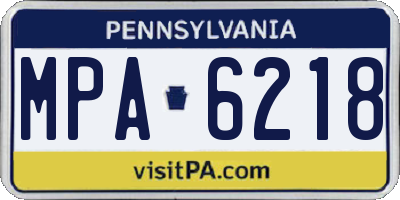 PA license plate MPA6218
