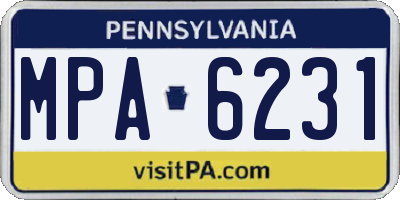PA license plate MPA6231