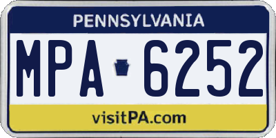 PA license plate MPA6252