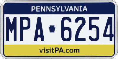PA license plate MPA6254