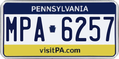 PA license plate MPA6257