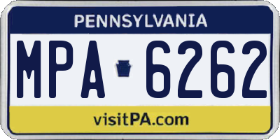 PA license plate MPA6262