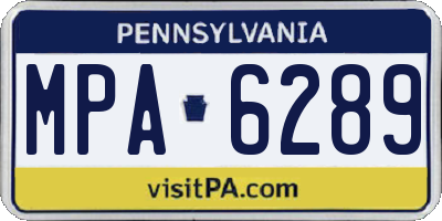 PA license plate MPA6289