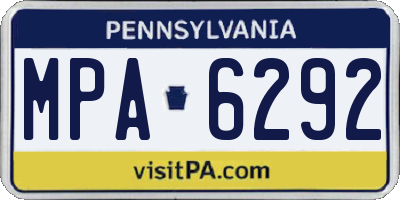 PA license plate MPA6292