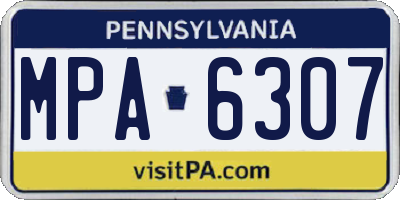 PA license plate MPA6307