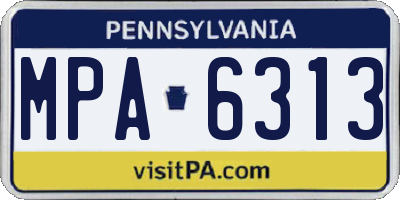 PA license plate MPA6313