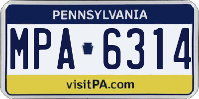 PA license plate MPA6314