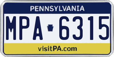 PA license plate MPA6315