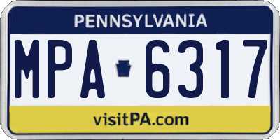 PA license plate MPA6317