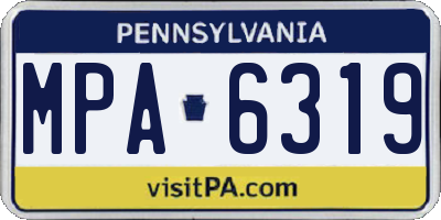 PA license plate MPA6319