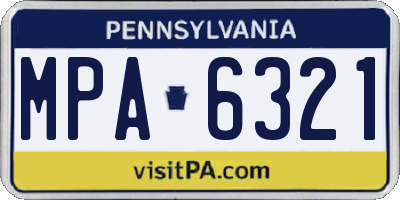 PA license plate MPA6321