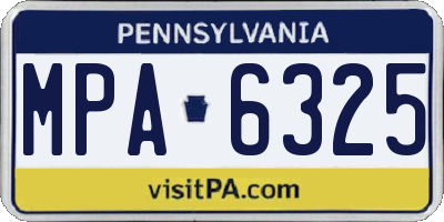 PA license plate MPA6325