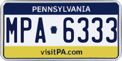 PA license plate MPA6333
