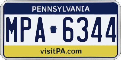 PA license plate MPA6344