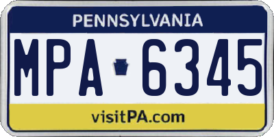 PA license plate MPA6345