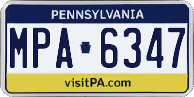 PA license plate MPA6347