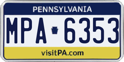 PA license plate MPA6353