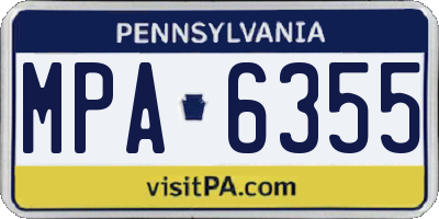PA license plate MPA6355