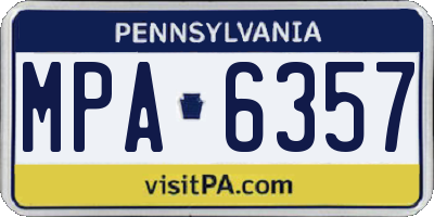 PA license plate MPA6357