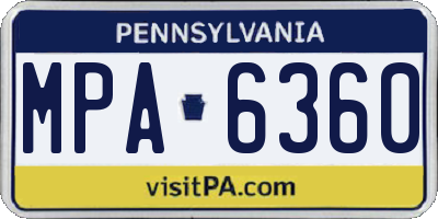 PA license plate MPA6360