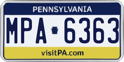 PA license plate MPA6363