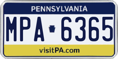 PA license plate MPA6365