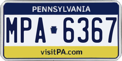 PA license plate MPA6367