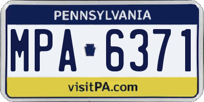 PA license plate MPA6371