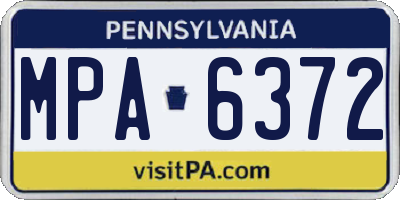 PA license plate MPA6372