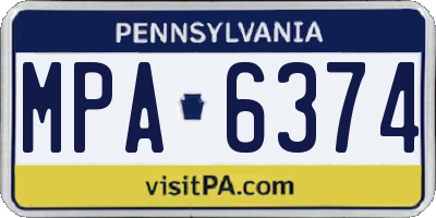 PA license plate MPA6374