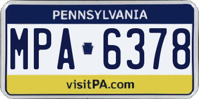 PA license plate MPA6378