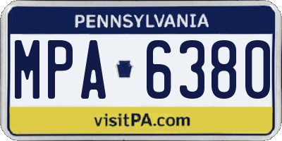 PA license plate MPA6380