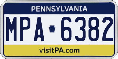 PA license plate MPA6382