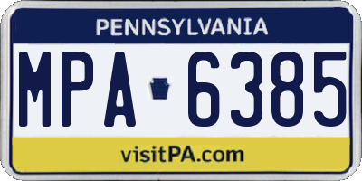 PA license plate MPA6385