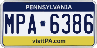 PA license plate MPA6386