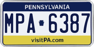 PA license plate MPA6387