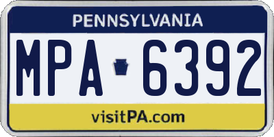 PA license plate MPA6392